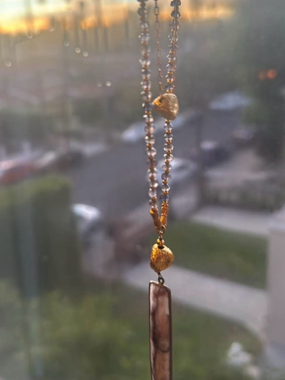 Kyanite + Blue sapphire + gold necklace
